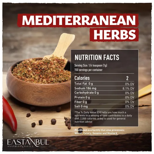 Vista 2 de Eastanbul Condimento mediterráneo, 5.29 onzas, mezcla de especias mediterráneas, mezcla de hierbas y sal, sal marina especiada y condimento