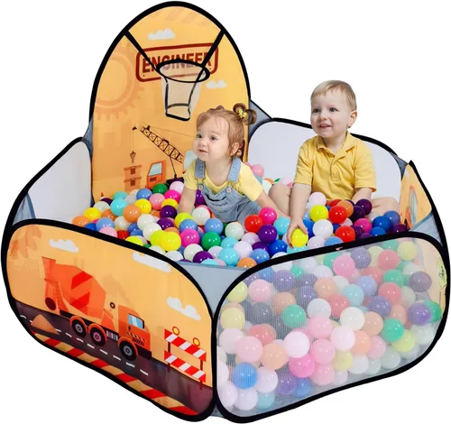 Vista 11 de Piscina de pelotas para niños, tienda de campaña desplegable para niños, piscina de pelotas para niños pequeños, corralito de juegos con aro