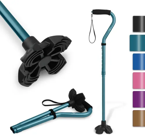 Vista 11 de KINGGEAR F1 Bastón de caminar, bastón para mujeres y hombres, andadores que se mantienen de pie para personas mayores con correa para la muñeca