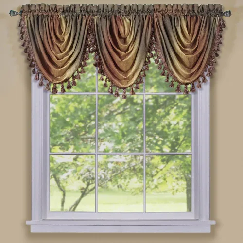 Vista 3 de PowerSellerUSA Designer Home - Paneles de cortina semitransparentes a rayas multicolor (beige, bufanda de 50 x 144 pulgadas)