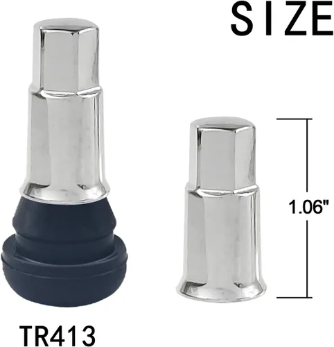 Vista 7 de TR413 Tapas de Válvula de Cromo 5 Pack, Tapa de Aire de Neumático de Plástico Largo, Se Ajusta a Todas las Válvulas de Neumáticos de Goma TPMS