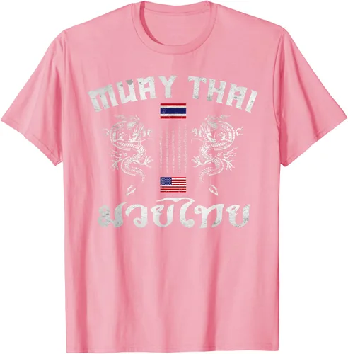 Vista 79 de Camiseta de equipo de entrenamiento de boxeo Muay Thai con bandera estadounidense de Tailandia, Negro, S