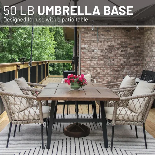 Vista 8 de US Weight Base de sombrilla duradera y rellenable para mesa de patio, capacidad de 50 libras, soporte ajustable resistente para sombrillas al aire
