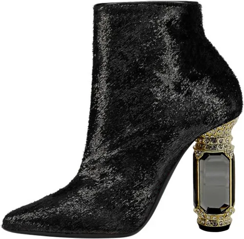 Vista 58 de FSJ Botas de tacón alto con punta puntiaguda para mujer, con tacón alto, con cremallera lateral brillante, estilo casual, para uso diario, zapatos