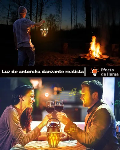 Vista 8 de MOFOKEAY Paquete de 2 Altavoces Bluetooth para Exteriores, Altavoz Inalámbrico con Altavoz de Llama LED BT 5.0, Linterna Antorcha Impermeable