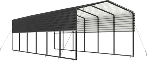 Vista 11 de ALEKO Cochera metálica Marco de acero y techo 12W x 26 CPMS12X26GY