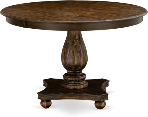 Vista 5 de East West Furniture F2AB5-747 - Juego de muebles de comedor de 5 piezas, incluye una mesa de comedor redonda con pedestal y 4 sillas tapizadas