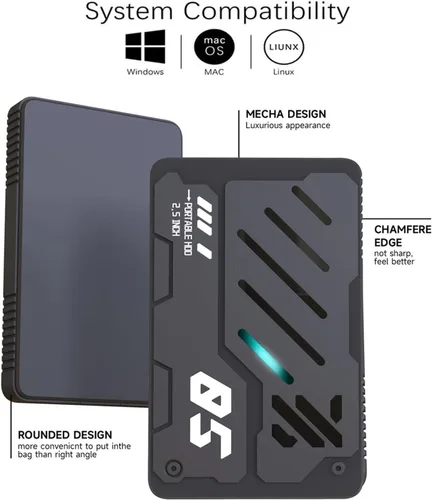 Vista 2 de Disco duro externo portátil ultra delgado USB 3.0 HDD Almacenamiento para PC, portátil, Mac, Xbox one, PS4, PS5 (250 GB)