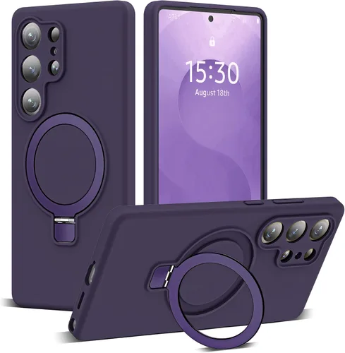 Vista 70 de SKYLMW - Funda para Samsung Galaxy S23 con soporte, 6.1 pulgadas, color negro Soporte de anillo magnético, compatible con Mag-Safe, funda