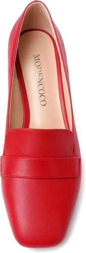 Vista 3 de MODENCOCO Mocasines de tacón bajo grueso para mujer, cómodos, informales, de 2 pulgadas