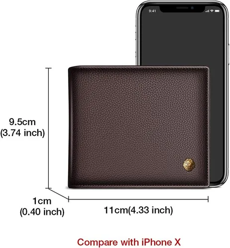 Vista 2 de LAORENTOU Billeteras de cuero genuino para hombre, billeteras plegables con cremallera, bolsillo para monedas, casual, cartera delgada