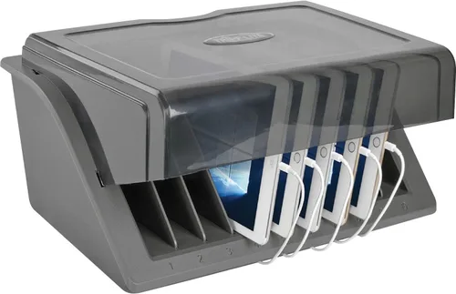Vista 14 de Tripp Lite Estación de almacenamiento de carrito de carga móvil de CA de 21 puertos para Chromebooks, iPads, portátiles, tabletas, negro (CSC21AC)