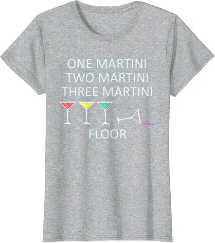 Vista 51 de Funny Bartender One Two Three Martini Floor Cocktail T-Shirt Asphalt Grey