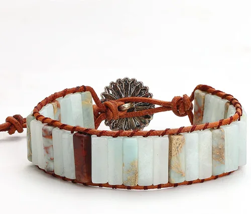 Vista 3 de sedmart - Pulseras de los 7 chakras para mujeres con piedras reales y correa de cuero, cuentas curativas para hombres y mujeres, joyería bohemia
