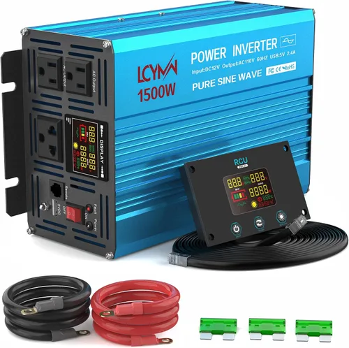 Vista 20 de Inversor de potencia de onda sinusoidal pura de 1000 vatios 12 V CC a 110 V 120 V CA convertidor para hogar, caravana, camión fuera de la red Rojo