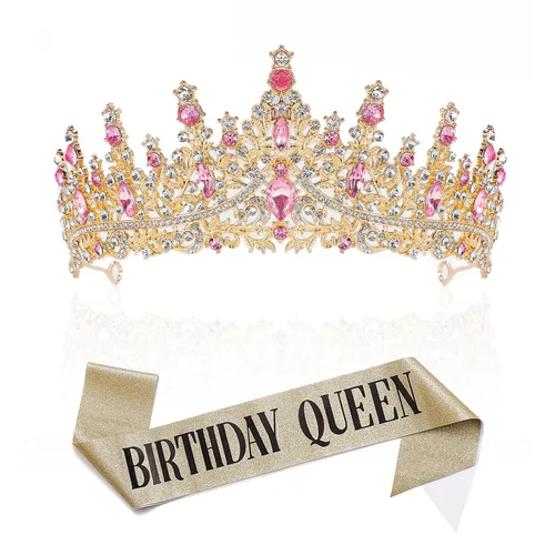 Vista 14 de Tiara para mujer, coronas de reina de cristal, tiaras de princesa con diamantes de imitación, accesorios para el cabello real perfectos para Plateado