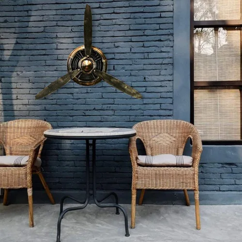 Vista 6 de Hélice de metal KTV para decoración de pared, estilo industrial retro, hélice mecánica montada en la pared, escultura de pared de hierro forjado 3D