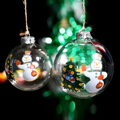 Vista 2 de 12 piezas de bolas rellenables de plástico transparente DIY, bolas de Navidad de 2.36 pulgadas para Navidad, Halloween, cumpleaños, decoración