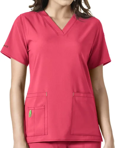 Vista 16 de Carhartt Scrubs C12110, camiseta de mujer Force® Cross-Flex de ajuste moderno con cuello en V Azul celeste