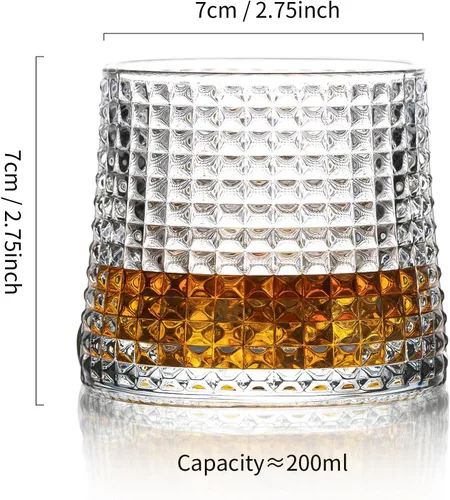 Vista 8 de Vasos de whisky - Juego de 3 vasos antiguos de 6 oz, pequeños vasos de coctel de bourbon de alcohol de whisky (rejilla de cristal)