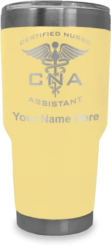 Vista 41 de LaserGram Vaso aislado al vacío de 20 onzas, asistente de enfermera certificada por CNA, grabado personalizado incluido (negro)