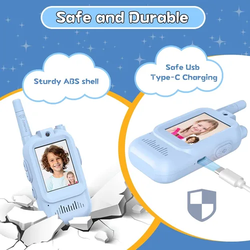 Vista 4 de Walkie Talkies para niños, paquete de 2, radios bidireccionales recargables de largo alcance, juguetes para niños y niñas de 3 a 5 años, aventura al