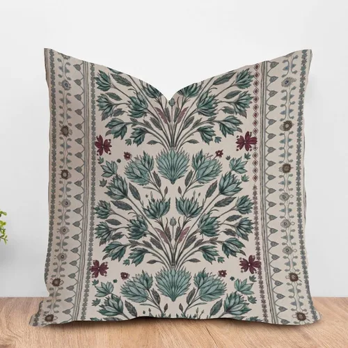 Vista 38 de ArogGeld Funda de cojín con flores verdes y blancas con flores grises y negras y hojas verdes en estilo chinoiserie, funda de almohada cuadrada