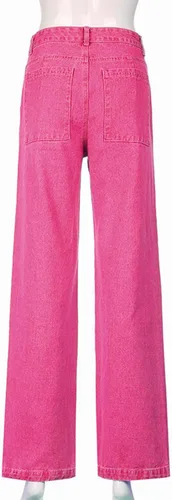 Vista 3 de Jeans holgados de cintura alta para mujer, con bolsillo con solapa, ajuste relajado, pierna ancha recta Y2K, jeans cargo de moda