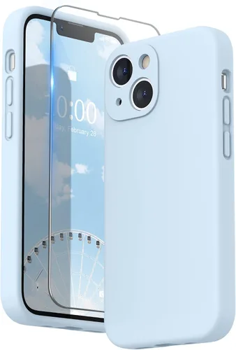Vista 22 de SURPHY Funda compatible con iPhone 13 Mini con protector de pantalla, (protección de cámara y forro de microfibra suave), funda de silicona líquida