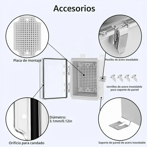 Vista 4 de LeMotech Caja Eléctrica, IP67 Impermeable con Bisagras Cubierta Transparente Pestillo de Acero Inoxidable Caja de Conexiones, Carcasa Eléctrica