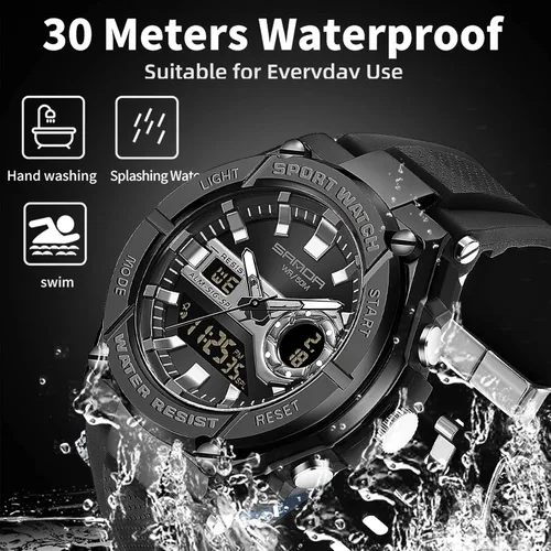 Vista 5 de FORSINING Relojes militares para hombre, reloj deportivo resistente al agua, analógico, digital, reloj deportivo táctico electrónico, relojes