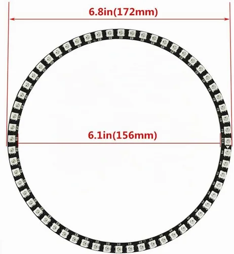 Vista 2 de 60 LEDs WS2812B 5050 RGB LED Anillo Lámpara Luz Direccionable Individual Full Dream Color DC5V con Mini Controlador