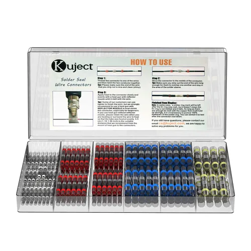 Vista 9 de Kuject Kit de Conectores de Cable de Sellado de Soldadura Termorretráctil 120 PCS, Conector de Tope Impermeable Terminales Eléctricos