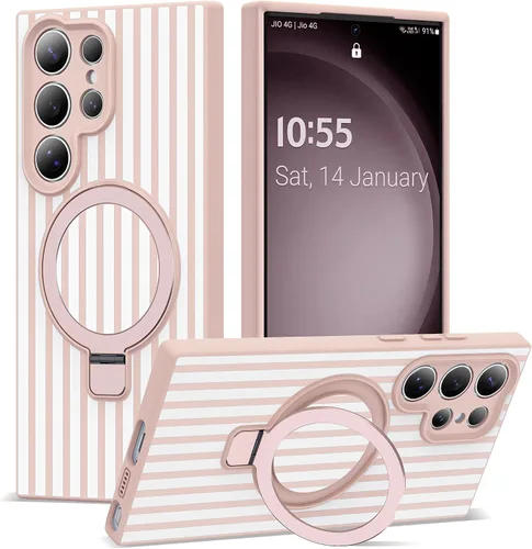 Vista 61 de SKYLMW - Funda para Samsung Galaxy S23 con soporte, 6.1 pulgadas, color negro Soporte de anillo magnético, compatible con Mag-Safe, funda