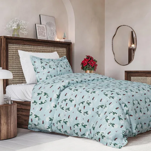 Vista 12 de Juego de funda de edredón de Navidad tamaño individual, funda de edredón extra suave con 1 funda de almohada, ropa de cama navideña con cierres