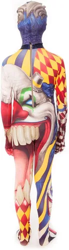 Vista 4 de Morphsuits Disfraz de payaso para niños, disfraz de payaso asesino de Halloween para niños, divertido disfraz de circo