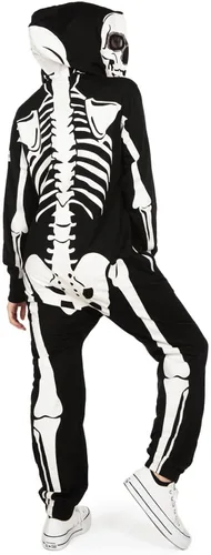 Vista 2 de Tipsy Elves - Disfraz de esqueleto de Halloween para mujer con estampado de espalda, disfraz de esqueleto