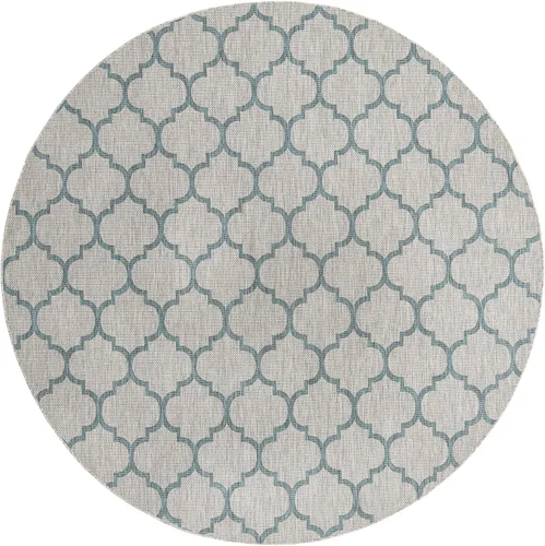 Vista 36 de Unique Loom Outdoor Trellis Collection Alfombra de Área (5' 1" x 8' Oval, Aguamarina/Gris)