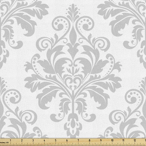 Vista 19 de Ambesonne The Yard - Tela floral clásica de Oriente Medio y estampado de cachemira, diseño nostálgico otomano, tela decorativa para tapicería y Azul