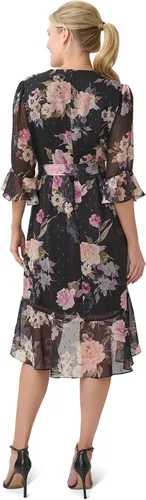 Vista 2 de Adrianna Papell Vestido cruzado de gasa floral para mujer