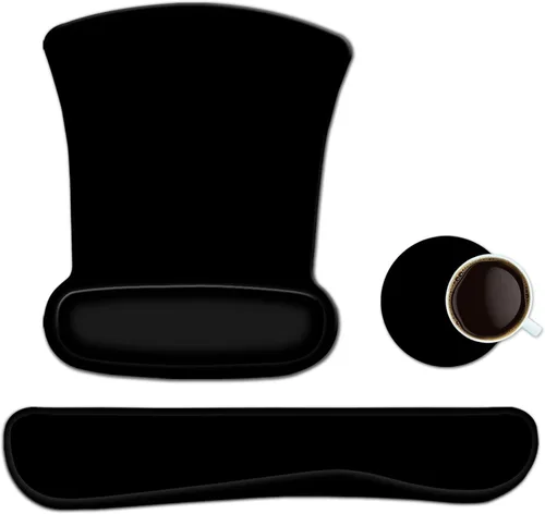 Vista 18 de ToLuLu - Juego de tapetes ergonómicos para teclado y mouse, con soporte para muñeca para laptop, tapete de gel para teclado y mouse con espuma