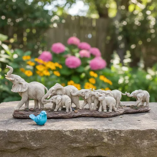 Vista 4 de Comfy Hour - Estatua decorativa de elefante africano extra grande de 15.55 pulgadas, escultura realista de resina de vida silvestre de safari