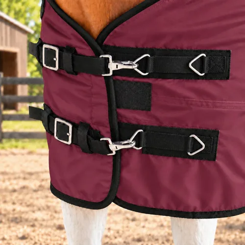Vista 3 de CHALLENGER 1200D Horse Turnout Waterproof Heavy Weight Winter Blanket Borgoña/ Negro