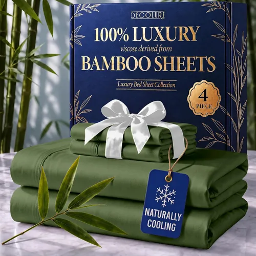 Vista 17 de DECOLURE Sábanas 100% Viscosa Derivada de Bambú Tamaño Individual - Sábanas de Lujo de 3 Piezas Naturalmente Refrescantes, Juego de Cama Ultra Suave