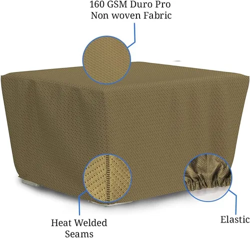 Vista 4 de Covers & all Funda cuadrada para hoguera con elástico, tela transpirable Duro Pro no tejida de 160 GSM, impermeable, resistente a los rayos UV y a