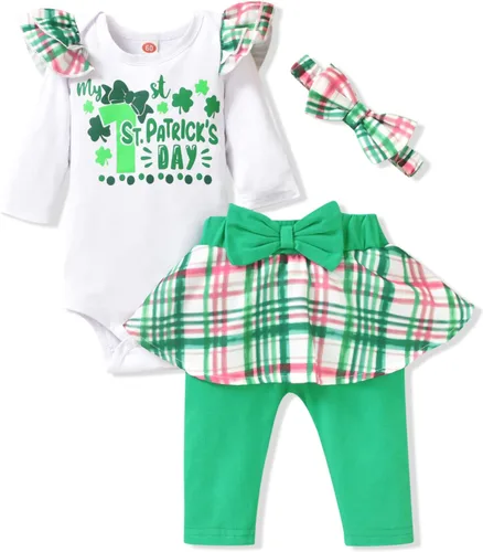 Vista 9 de Aalizzwell Ropa para bebé niña Día de San Patricio Negro