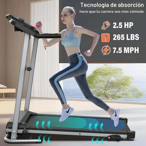 Vista 3 de Home Foldable Treadmill with Incline, Folding Treadmill for Home Workout, Electric Walking Treadmill Machine 15 Preset or Adjustable Programs 250 LB
