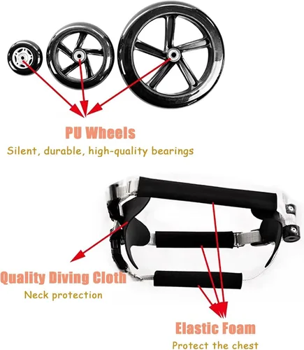 Vista 3 de Silla de ruedas para perros, carrito ajustable para mascotas/silla de ruedas para perros pequeños/gatos, carritos para perros, ayuda para caminar