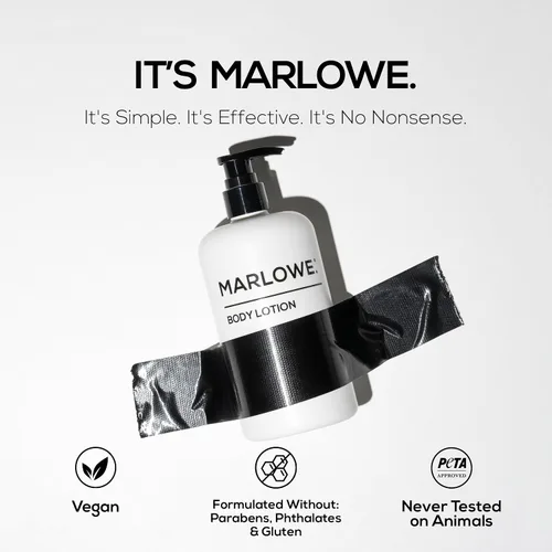 Vista 3 de MARLOWE. Loción Corporal No. 002 con Dispensador de 15 oz, Original, Loción Revitalizante para Piel Seca con Aloe Vera y Aminoácidos, Hidrata