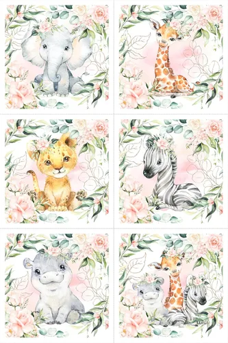 Vista 4 de UNIQUE Panel de tela de algodón Safari con diseño de rosas de 29 x 39 pulgadas, edredón de bebé o panel de manta para proyectos de acolchado